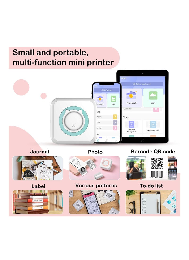 SYOSI - Mini Pocket Sticker Printer, SYOSI 1Pcs Bluetooth Wireless Portable Mobile Printer Machine Thermal Printer for Notes, Memo, Photo, Pocket Label Receipt Printer Compatible with iOS & Androi - Image 1