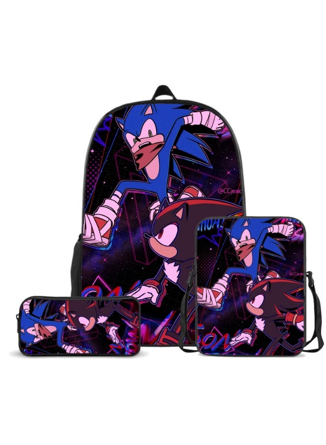 سونيك جديد سونيك على ظهره مقلمة حقيبة ثلاثة قطعة دعوى الرجال والنساء الترفيه الرياضة السفر على ظهره طالب المدرسة على ظهره - Image 1