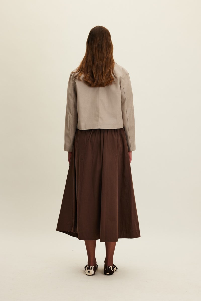 Manuka Katy Gabardine Gathered Skirt Brown - Image 5