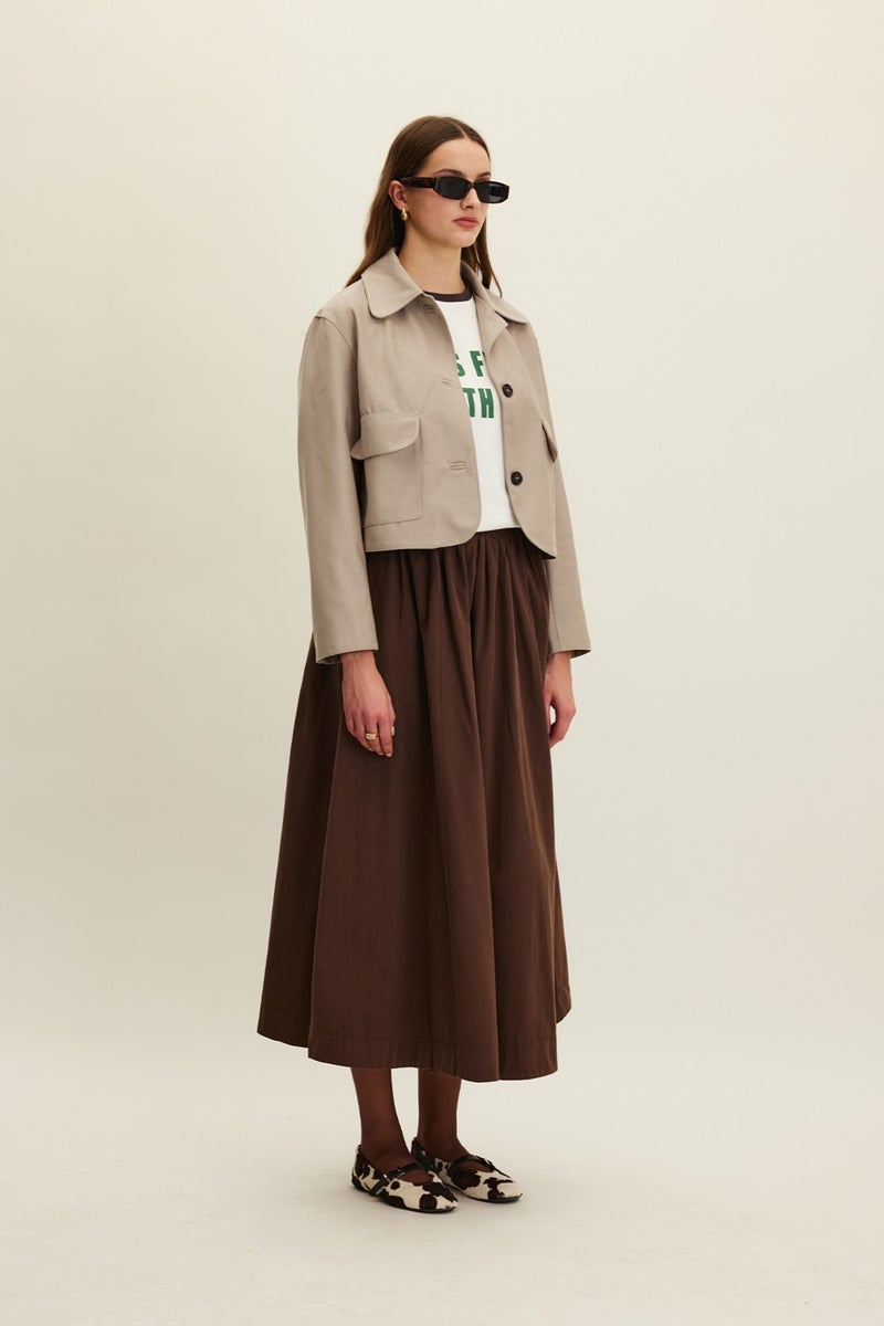 Manuka Katy Gabardine Gathered Skirt Brown - Image 4