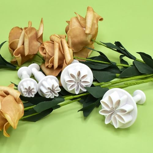 Heogacinlia 4 PCS Daisy Fondant Cutter Flower Cookie Cutters Chrysanthemum Plunger Cutters Cute Dessert Decorating Accessories DIY Summer Cookie Cutters Tools for Biscuits, Sugar Cubes, Chocolate Cake Decoration - Image 4