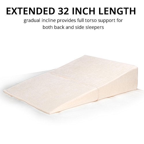 Contour Folding Wedge Pillow Extended Length- 7x24x32 Inch Bed Wedge for Elevated Sleeping, GERD & Acid Reflux Relief, Snoring Support - Folding Triangle Pillow with Washable Cover, High-Density Foam - Image 2