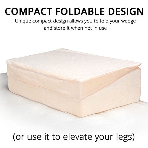 Contour Folding Wedge Pillow Extended Length- 7x24x32 Inch Bed Wedge for Elevated Sleeping, GERD & Acid Reflux Relief, Snoring Support - Folding Triangle Pillow with Washable Cover, High-Density Foam - Image 3
