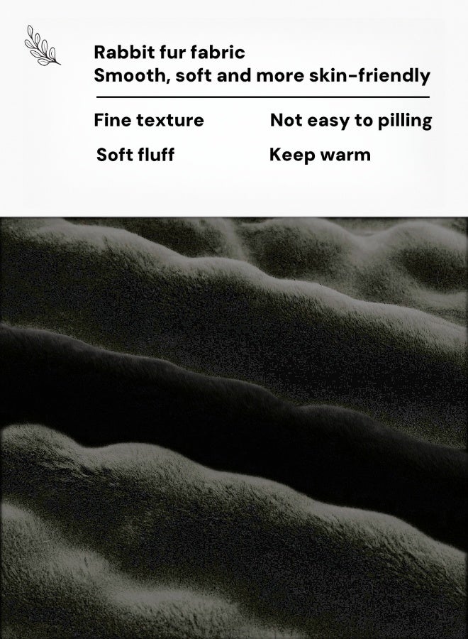 Striped Faux Rabbit Fur Throw Blanket – Super Soft Lightweight Plush for Sofa and Bed (Black) - Image 5