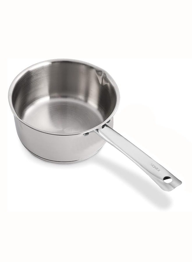 SONEX SONEX Majestic Stainless Steel Milk & Sauce Pan, 17 cm (1.2 Ltr) – Sandwich Bottom, Cool Handle, Ideal for Heating Milk, Sauces, Soups, and More, Durable Construction, Easy Pour Spout  - Image 2