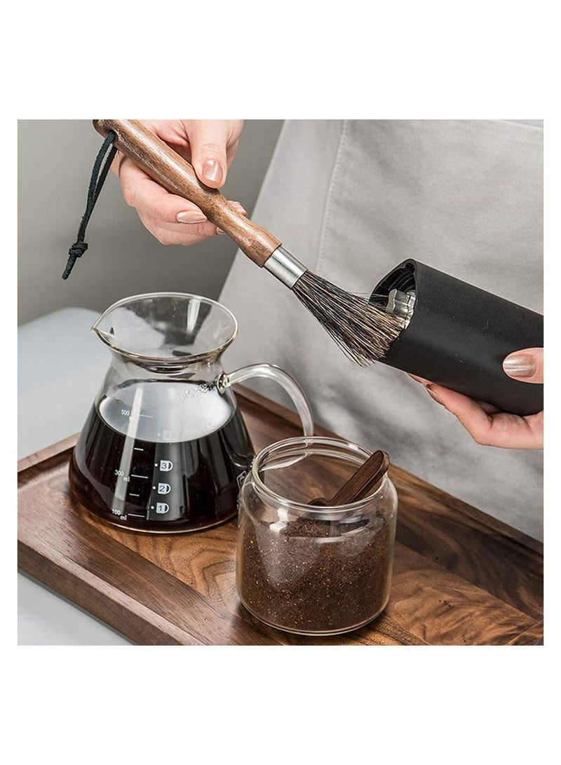 NIBEMINENT Coffee Grinder Cleaning Brush Espresso Machine Natural Walnut Handle with Lanyard Tool for Home Kitchen - Image 2