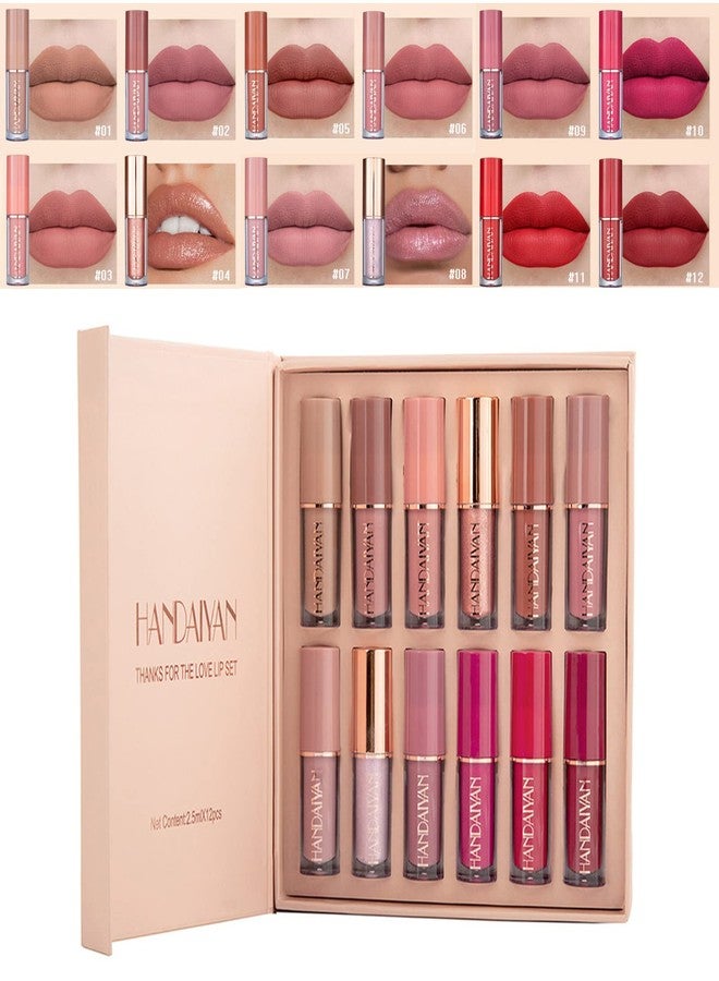 FantasyDay 12Pcs Long-Lasting Matte Nude Lip Gloss Lipstick Lip Plumping Makeup Gift Sets for Girls and Women, Waterproof Lipgloss Lip Stain Liquid Lipcolor - Highly Pigmented Color and Instant Shine - Image 2