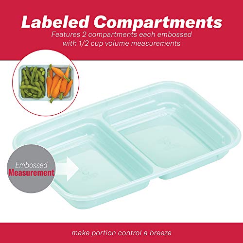 GoodCook 2-Compartment Food Storage Container Set with Snap-Shut Lids, Reusable Divided Snack Containers with Lids, Set of 10, Blue - Image 4