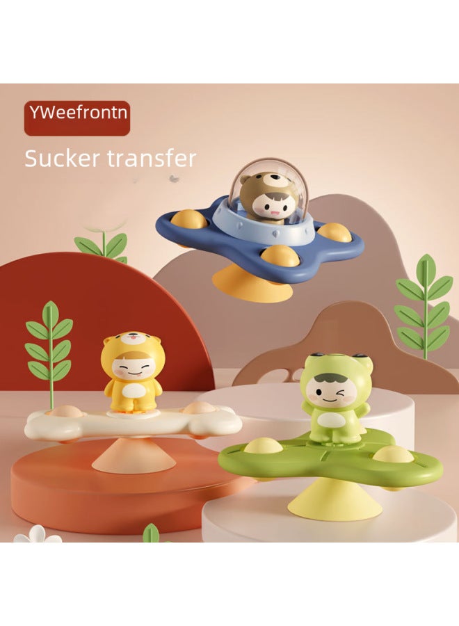 Baby Cartoon Three-dimensional Dining Table Sucker Turning Music Bathroom Dining Chair Gyro Grinding Teeth Toy Coax Baby Artifact-Color:Suction Cup Turn Music-frog Lotus Leaf (bag)  - Image 2