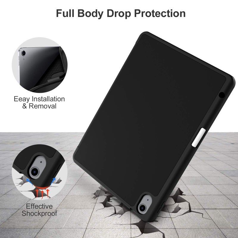 Akkerds Compatible with iPad Air 11 Inch Case 8th/7th/6th Generation (M4/M3/M2) 2026/2025/2024, for iPad Air 5th/4th Generation Case 10.9 Inch 2022/2020 with Pencil Holder[Auto Sleep/Wake], Black - Image 4