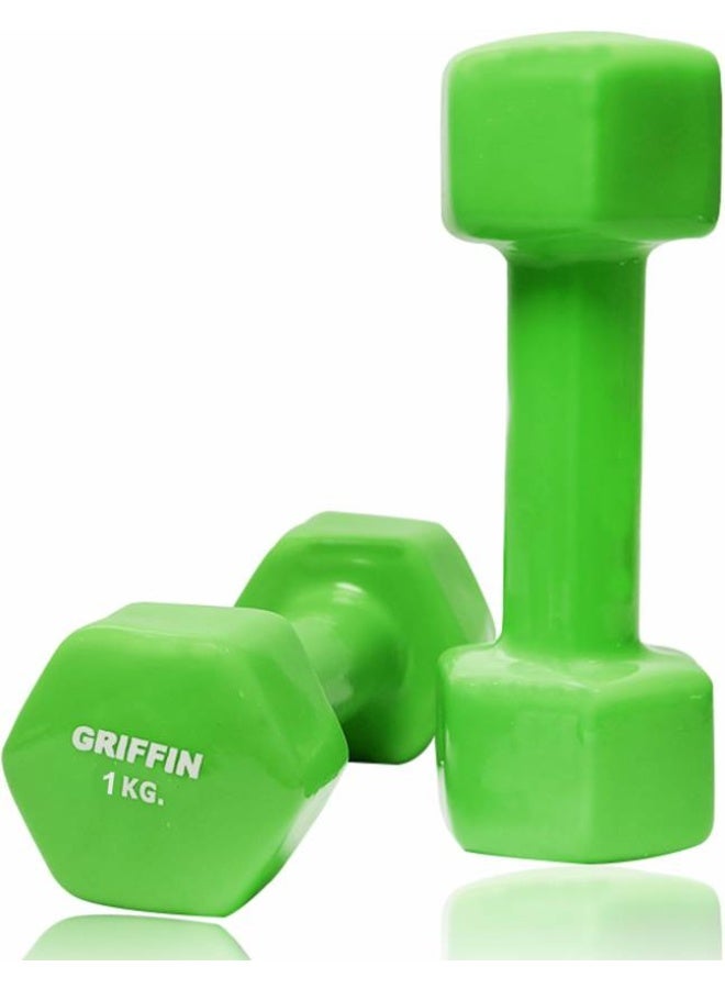 Griffin GRIFFIN Cast Iron Vinyl Coated Dumbbell ( 1 + 1 = 2 kg ) Fixed Weight Dumbbell  (1 kg) - Image 1