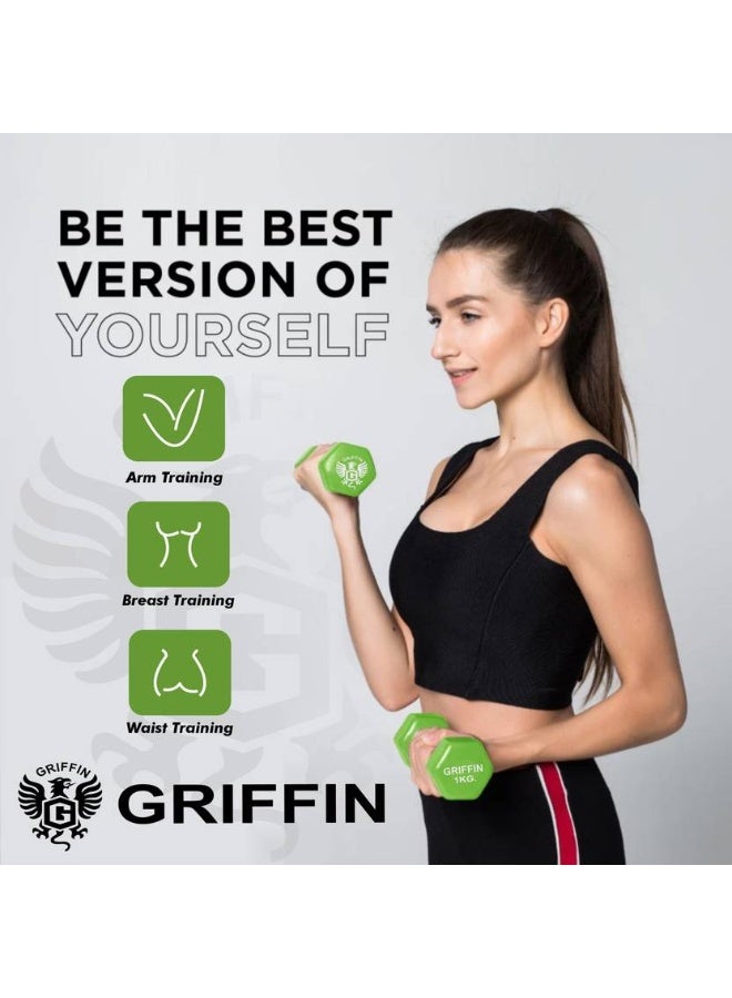 Griffin GRIFFIN Cast Iron Vinyl Coated Dumbbell ( 1 + 1 = 2 kg ) Fixed Weight Dumbbell  (1 kg) - Image 4