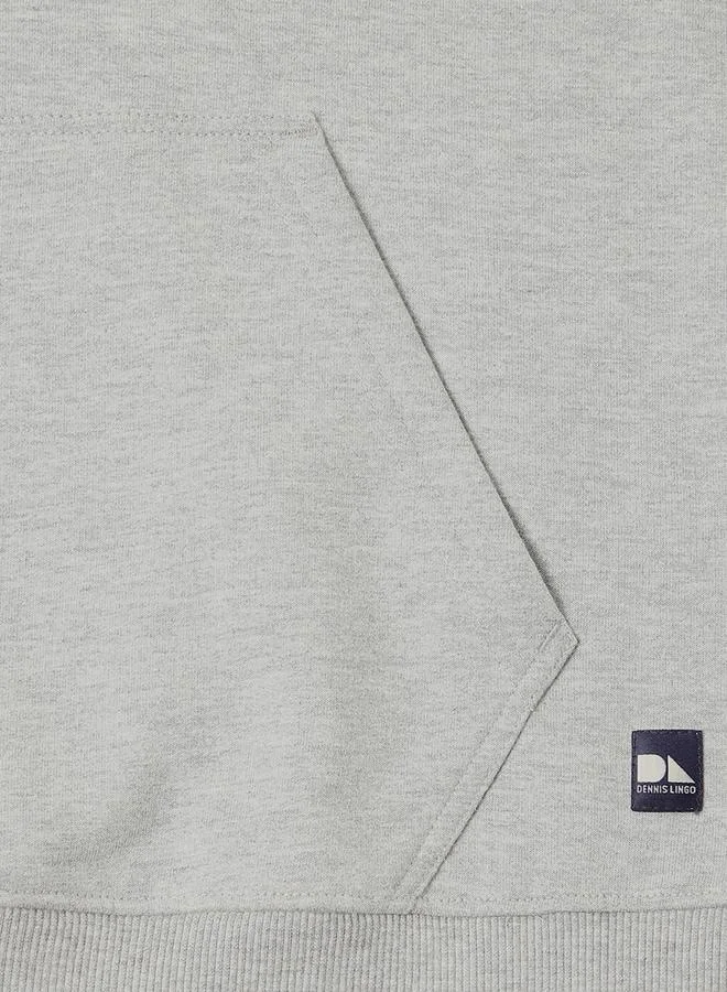 Dennis Lingo Regular Fit Light Grey Solid Hooded Sweatshirt for Men - Polycotton, Full Sleeves