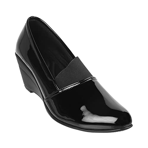 Mochi Womens Synthetic Black Pumps (Size (5 UK (38 EU)) - Image 2