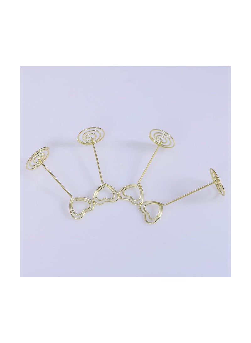 GGOOT 6pcs Heart Shape Photo Holder Place Card Holders Paper Clip Table Name Card Stand Memo Note Menu Clip for Office Wedding Birthday Party Decoration Golden  - Image 3