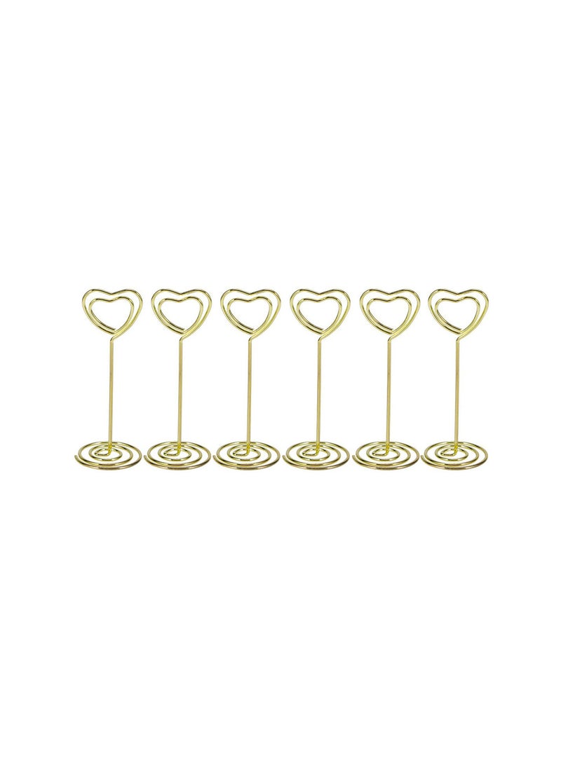 GGOOT 6pcs Heart Shape Photo Holder Place Card Holders Paper Clip Table Name Card Stand Memo Note Menu Clip for Office Wedding Birthday Party Decoration Golden  - Image 1