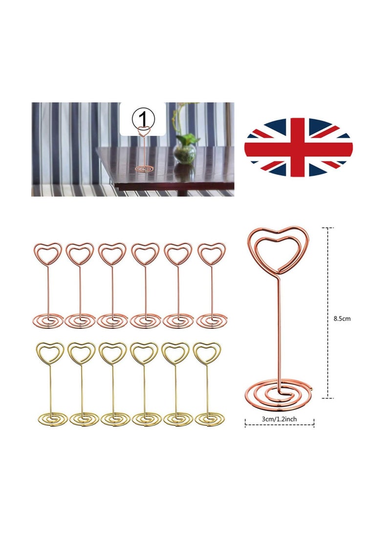 GGOOT 6pcs Heart Shape Photo Holder Place Card Holders Paper Clip Table Name Card Stand Memo Note Menu Clip for Office Wedding Birthday Party Decoration Golden  - Image 4