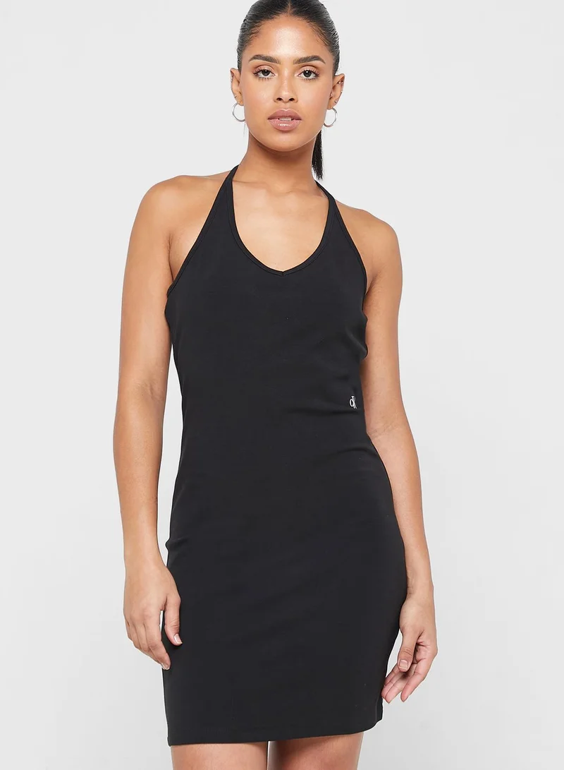 Calvin Klein Jeans Cut Out Detail Logo Dress