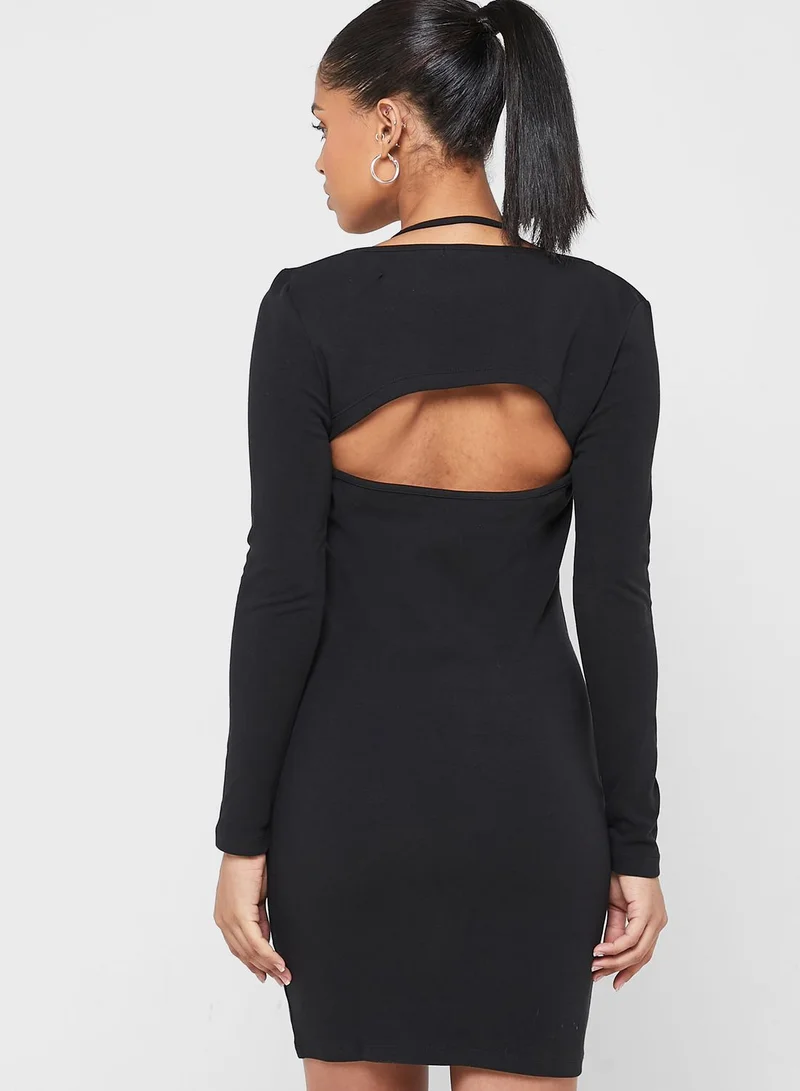Calvin Klein Jeans Cut Out Detail Logo Dress