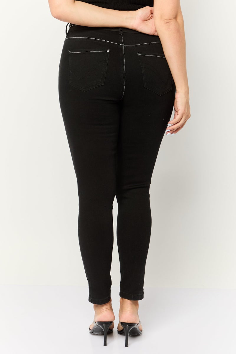 ONLY Women Skinny Fit Solid Stretchable Denim Jean, Black - Image 2