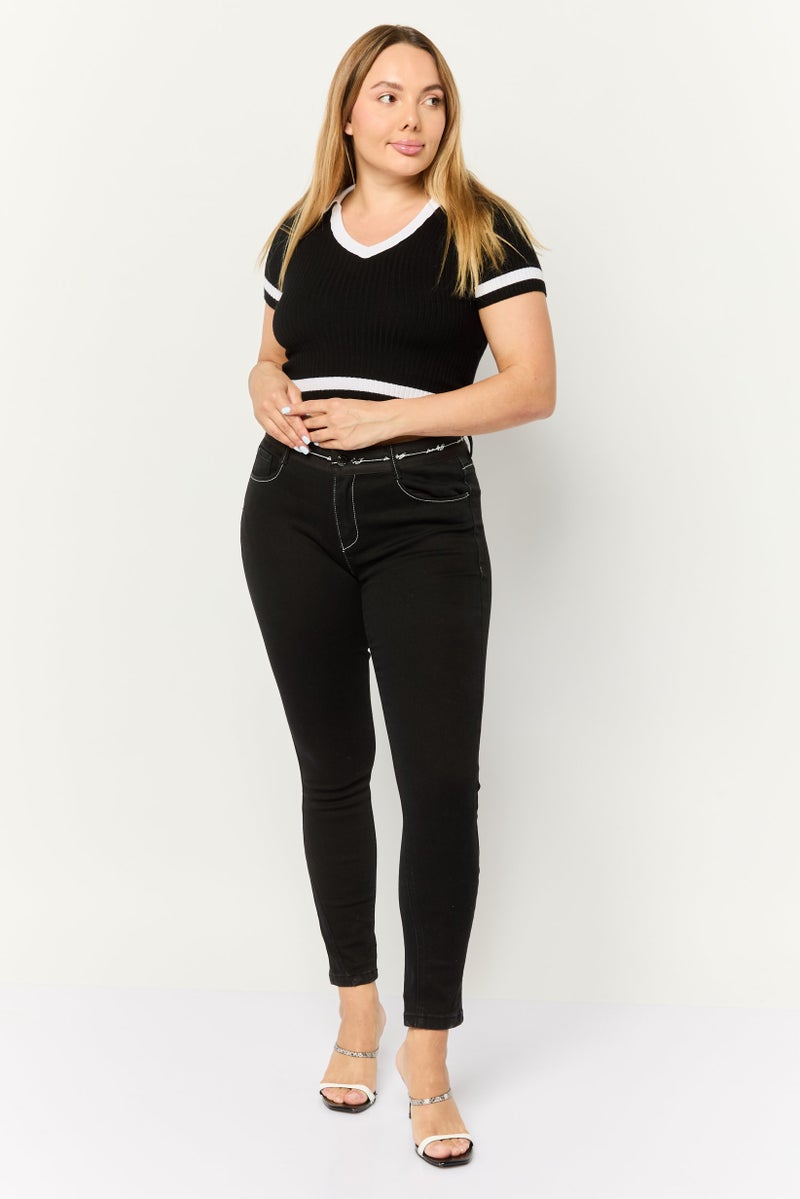 ONLY Women Skinny Fit Solid Stretchable Denim Jean, Black - Image 4