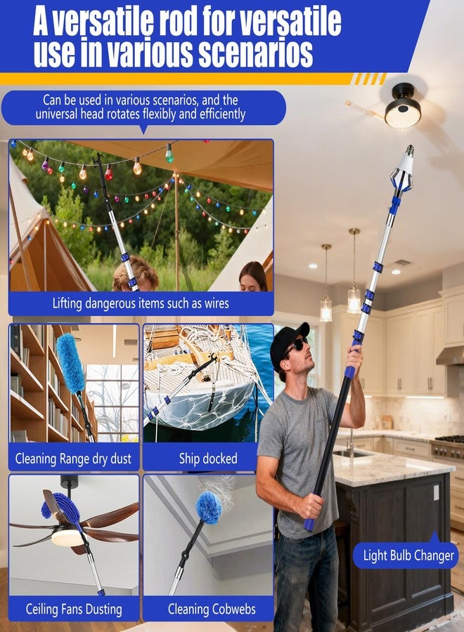 MXQMKL 20FT Light Bulb Changer for High Ceilings with 5-12FT Heavy Duty Extension Pole,High Ceiling Fan Duster Extendable Reusable Cobweb,Feather,Window Cleaning Squeegee Kit for Home & House,Interior Roof - Image 2
