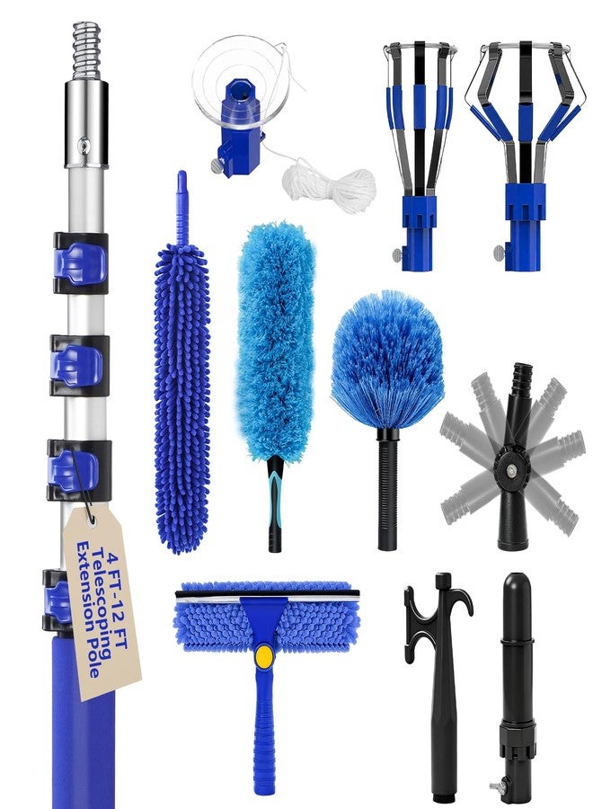 MXQMKL 20FT Light Bulb Changer for High Ceilings with 5-12FT Heavy Duty Extension Pole,High Ceiling Fan Duster Extendable Reusable Cobweb,Feather,Window Cleaning Squeegee Kit for Home & House,Interior Roof - Image 1