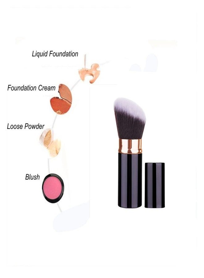 Sinide Retractable Foundation Brush, Sinide Professional Kabuki Makeup Brush - Best Blush Brush Travel Kit for Mineral Powder,Contouring, Cream or Liquid Cosmetics (Black Gold) - Image 5