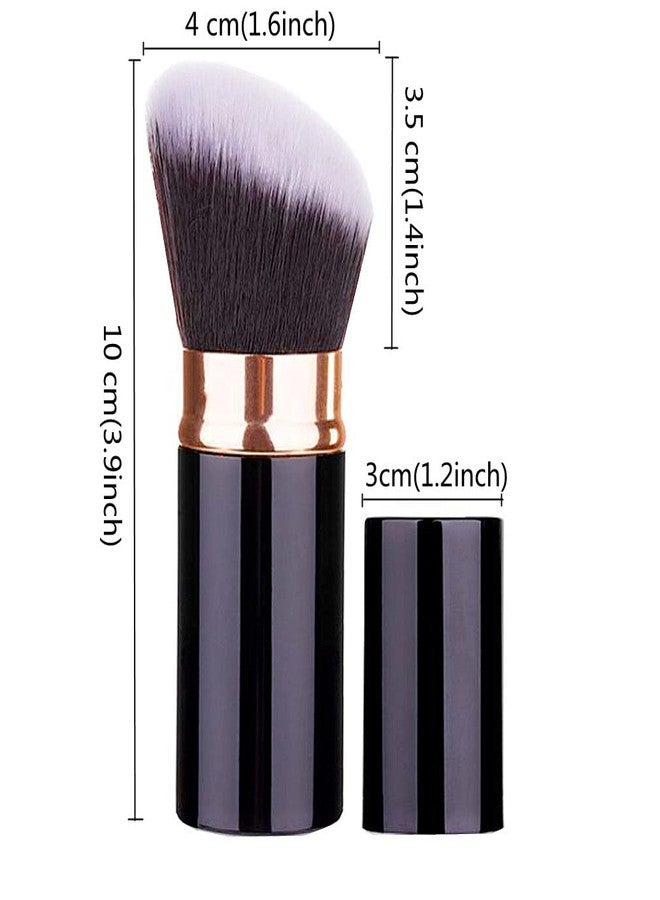 Sinide Retractable Foundation Brush, Sinide Professional Kabuki Makeup Brush - Best Blush Brush Travel Kit for Mineral Powder,Contouring, Cream or Liquid Cosmetics (Black Gold) - Image 2