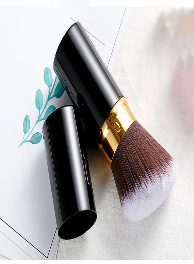 Sinide Retractable Foundation Brush, Sinide Professional Kabuki Makeup Brush - Best Blush Brush Travel Kit for Mineral Powder,Contouring, Cream or Liquid Cosmetics (Black Gold) - Image 3