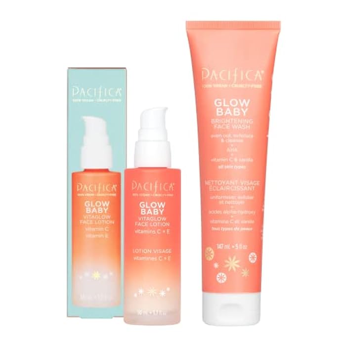 Pacifica Beauty Glow Baby VitaGlow Face Lotion and Brightening Face Wash Set, Skincare, Vitamin C and E, AHA, Exfoliator, Cleanser, Hydrating, Moisturizer, Vegan, 1.7 fl oz and 5 fl oz (Set of 2) - Image 1