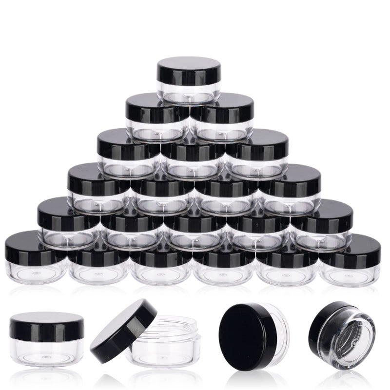 GOLACKY 5 Gram Sample Containers With Lids  25 Count 5Ml Sample Jars  Empty Cosmetic Containers With Lids  Small Makeup Travel Containers For Glitter  Lotion  Cream  Beads  With Labels  Mini Spatulas - Image 1