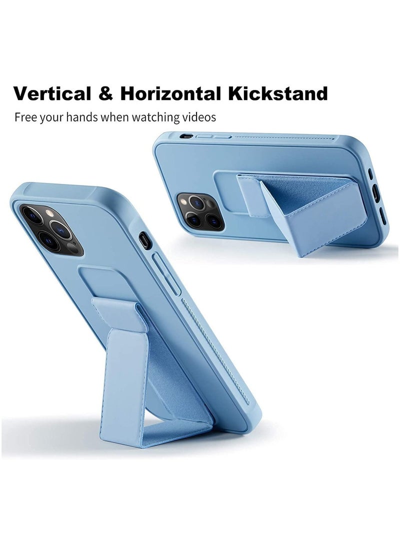 iPhone 13 pro 6.1" Case with Magnetic Stand & Holder, Premium Silicone Vertical & Horizontal Hand Strap and Grip and Multi Stand, Car Mount Kickstand Case Finger Strap Cover - Image 3