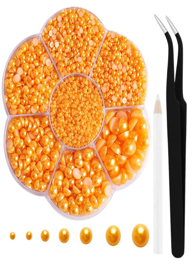 Makandup Aodse 6000 Pcs Nail Pearls for Nails Art, Golden Half Pearl for Crafts, Charms DIY Crafting Charms Decorations Accessories - Image 1