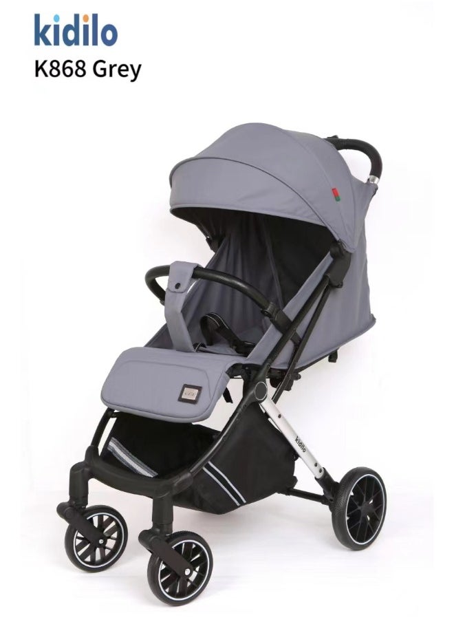 Kidilo - kidilo Travel and Hiking Stroller, Lightweight and Easy to Fold - Black with bag  code (k868) grey - Image 1