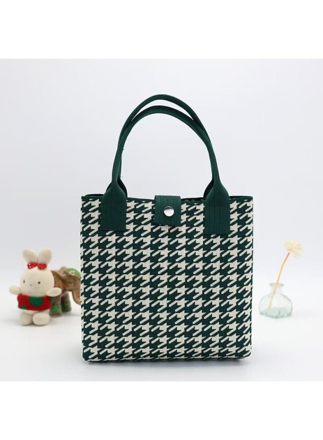 Large Capacity Shoulder Bag Tote Bag All-match Korean Fashionable Women's Bag Casual Bag Handbag-Color:Houndstooth Dark Green - Image 1