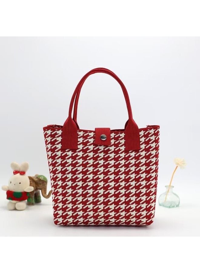 Large Capacity Shoulder Bag Tote Bag All-match Korean Fashionable Women's Bag Casual Bag Handbag-Color:Houndstooth Dark Green - Image 4