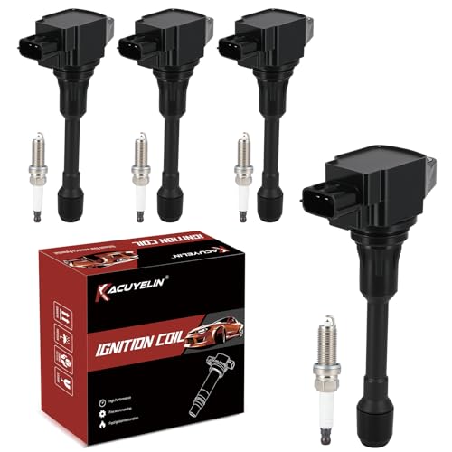 KacuYelin UF549 Ignition Coil Pack and Double Iridium Spark Plugs Set of 4 Compatible with Nissan Altima Cube Sentra Versa NV200 Infiniti FX50 Q70 QX60 2005-2020 2.5 1.8 1.6 2.0 L4 Replaces#C1696 9029 - Image 1