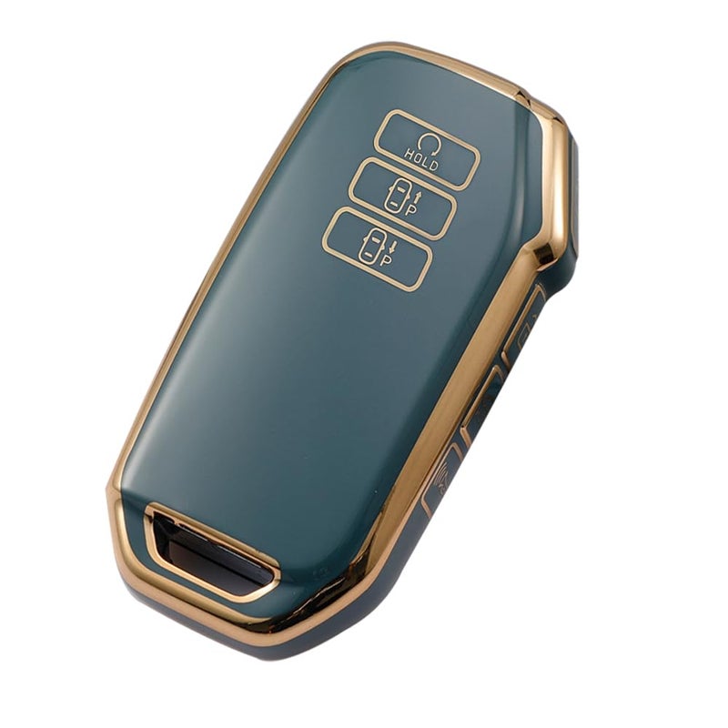 Compatible Key Fob Cover 7 Button TPU Smart Shell Protector Gold Gray - Image 2