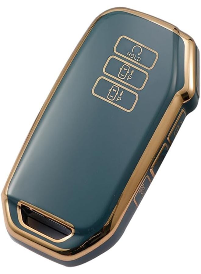 Compatible Key Fob Cover 7 Button TPU Smart Shell Protector Gold Gray - Image 1