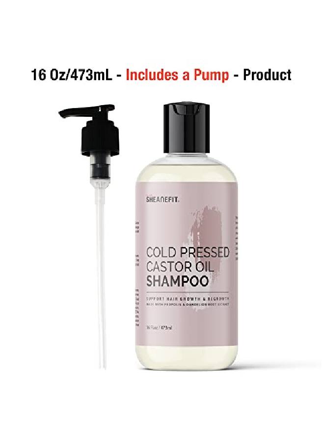 Sheanefit Cold Pressed Castor Oil Daily Shampoo Conditioner 16oz Set Support Hair Growth Nourish Strengthen Hair (Castor Oil Shampoo 16oz) - Image 3