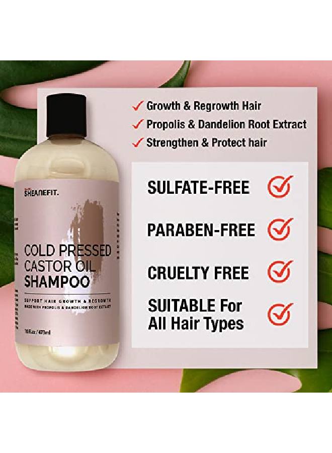 Sheanefit Cold Pressed Castor Oil Daily Shampoo Conditioner 16oz Set Support Hair Growth Nourish Strengthen Hair (Castor Oil Shampoo 16oz) - Image 5
