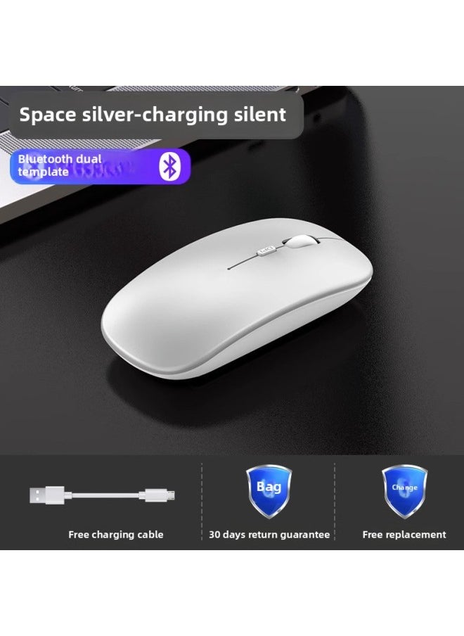 Generic - Wireless Mouse Charging Silent Bluetooth Dual-Mode Home Office Laptop Desktop Unlimited Mouse Silent-Specification:Space Silver Bluetooth + Wireless Dual Mode [rechargeable + Silent] + Wireless + Bluetooth 5.0 - Image 1