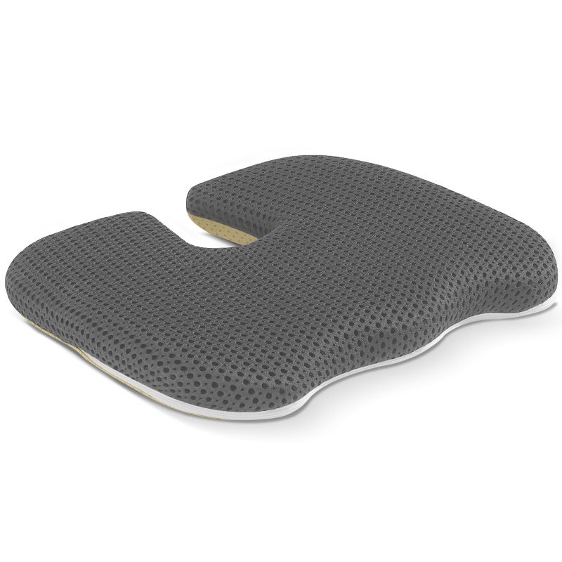 Gooo&Ma GoooMa Car Seat Cushion Office Chair Pad Air Fiber Breathable UShape Cooling Cushion for Tailbone Comfort Driving Desk Gaming Ergonomic Washable Seat Pad with NonSlip BaseGrey - Image 2