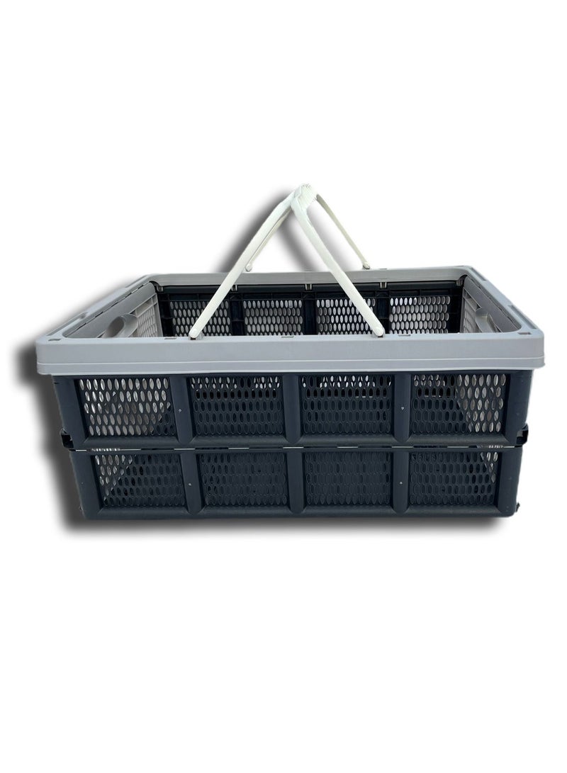 Generic Collapsible Reusable Plastic Grocery Shopping Basket, Small Foldable Storage Crates with Handles  - Image 1