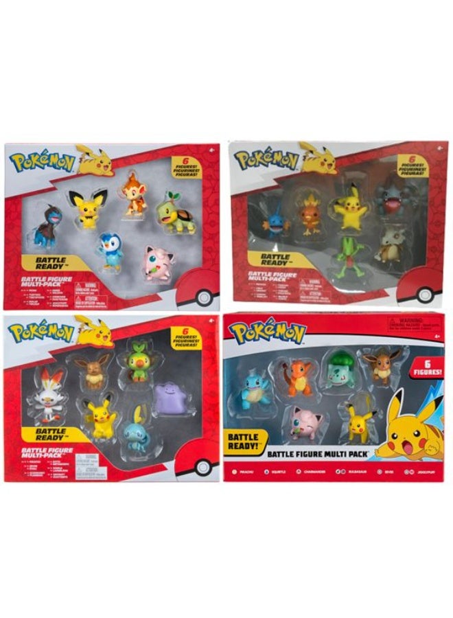 Pokemon مجموعة شخصيات معركة بوكيمون 6 في 1، مجموعة متنوعة 1 (قد يختلف النمط واللون) | شخصيات قابلة للجمع | شخصيات حركة | شخصية عرض | هدية مثالية للأطفال وجامعي التحف - Image 1