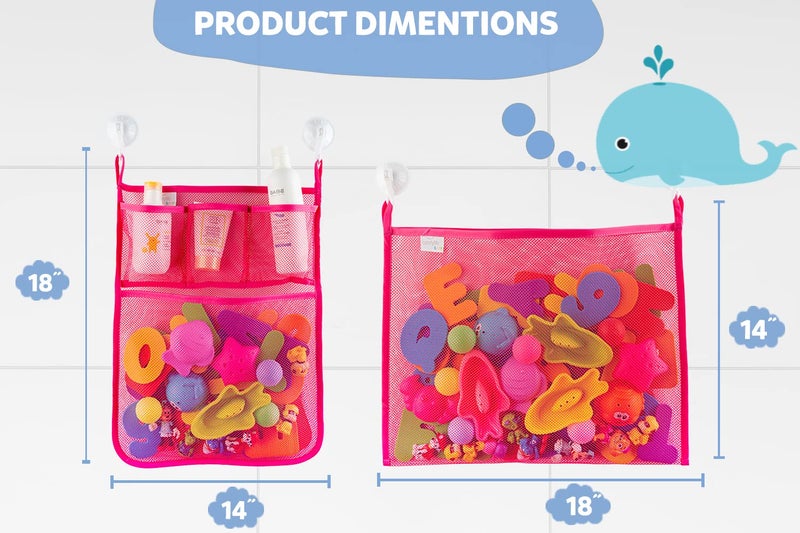 Comfylife 2 x Mesh Bath Toy Organizer + 6 Ultra Strong Hooks â€“ The Perfect Bathtub Toy Holder & Bathroom or Shower Caddy â€“ These Multi-use Net Bags Make Baby Bath Toy Storage Easy â€“ For Kids & Toddlers - Image 2