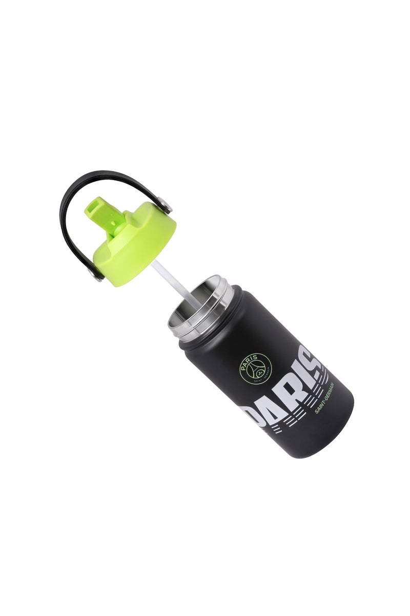 Bamboo Bark Paris Saint Germain Stainless Steel Insulated Water Bottle 400ml with Straw Lid, PSG Football Leakproof School Bottle for Boys, Teens & Kids, Reusable Metal Sports Bottle for Gym, Travel & Outdoor Use (Green & Black) - Image 4