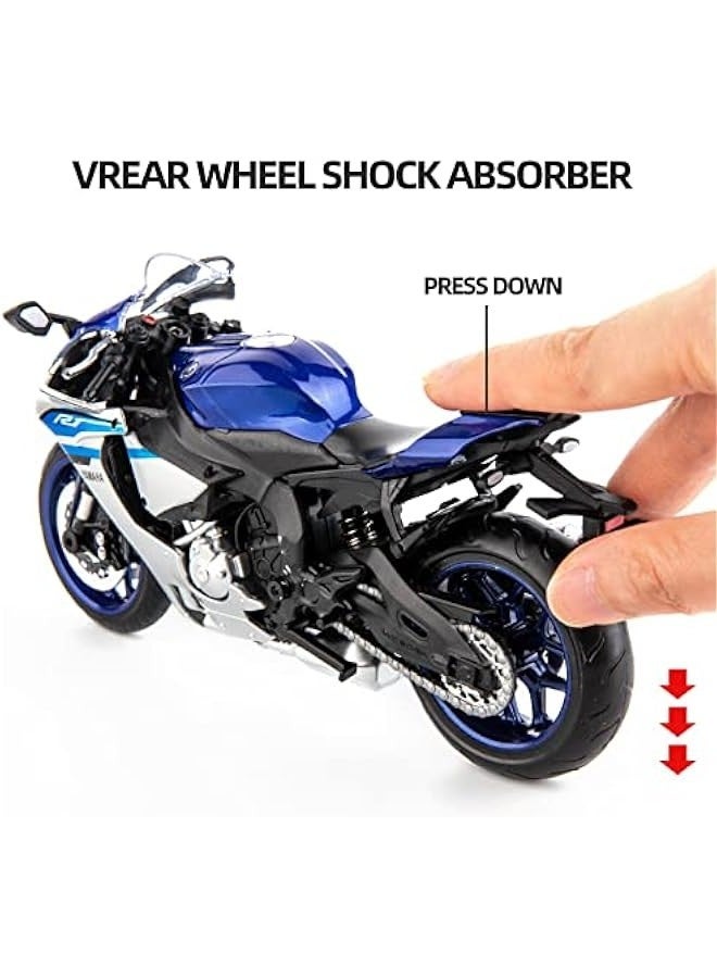 MSZ 1/12 Compatible for Yamaha YZF-R1 Motorcycle,Collector Motorcycle Replica with Display Stand and Helmet Keychain,Toy Motorcycles for 3-9 Year Old Boys Blue  - Image 3