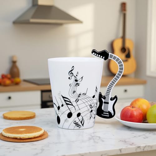 LanHong Guitar Mug Guitar Coffee Mug Gifts for Guitar Players - 13.5 oz Guitar Cup Novelty Musician Gift for Music Lovers, Rock and Roll Music Coffee Mug Christmas Birthday Gifts for Men Women - Image 3